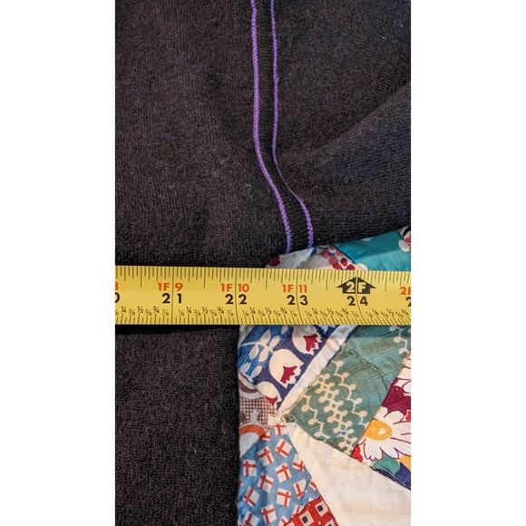 Modern Soul Open Front Black Wool Blend Cardigan w/ Purple Trim Sz L - Picture 7 of 12